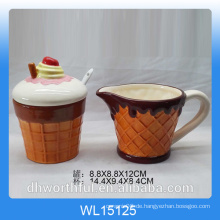 Icecream Design Keramik Zucker Topf und Milchkännchen